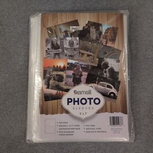 Samsill 5x7 Photo Sleeves 100 Pack Clear 3 Ring Binder Page Protectors 41238
